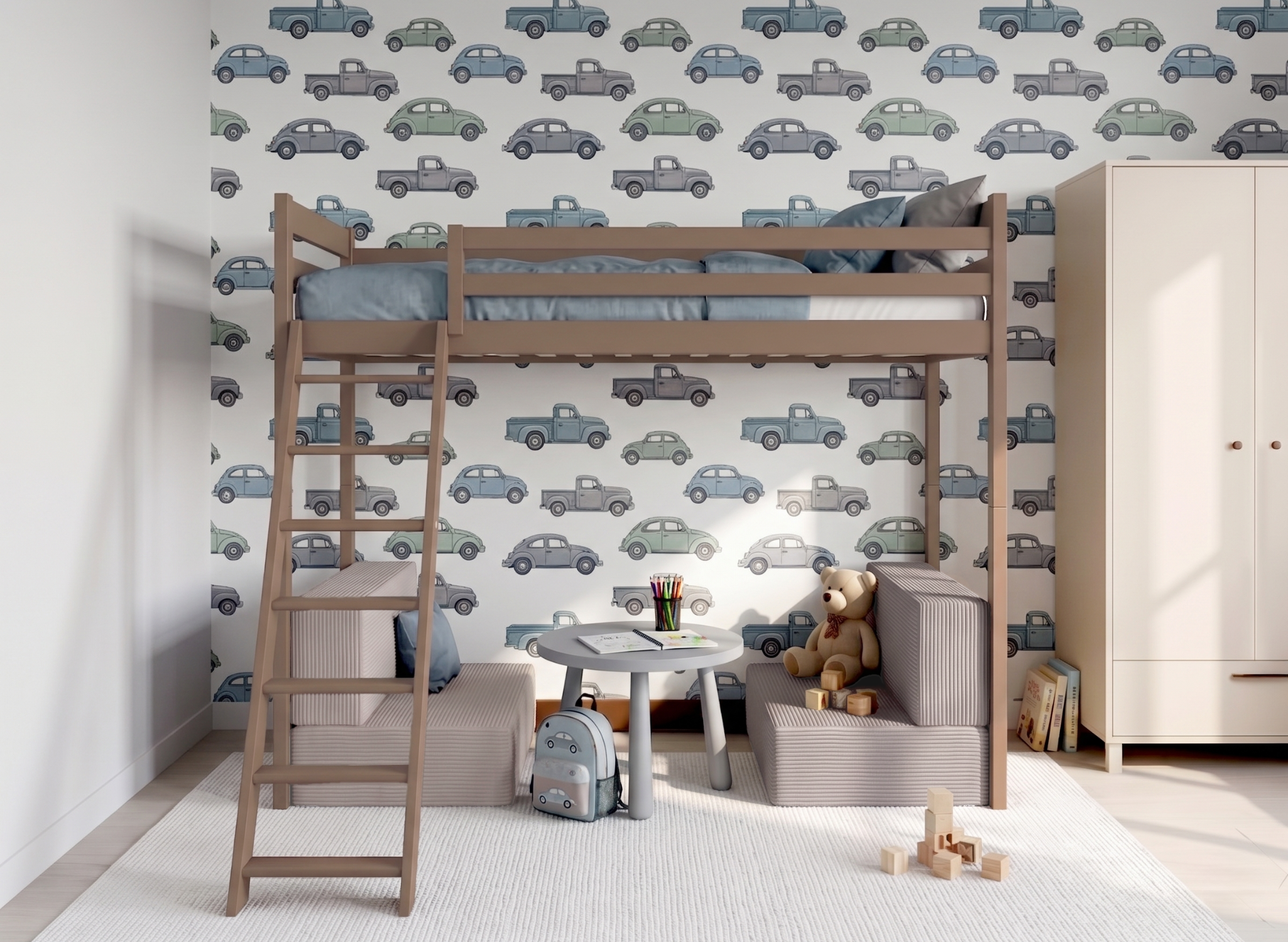 Lit mezzanine SOFENA avec canapé modulable – Lano Meble